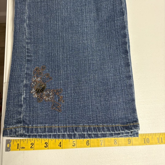 Coldwater Creek Women Straight Leg Jeans Size 12P Blue Denim Embroidered Beaded - Picture 11 of 13